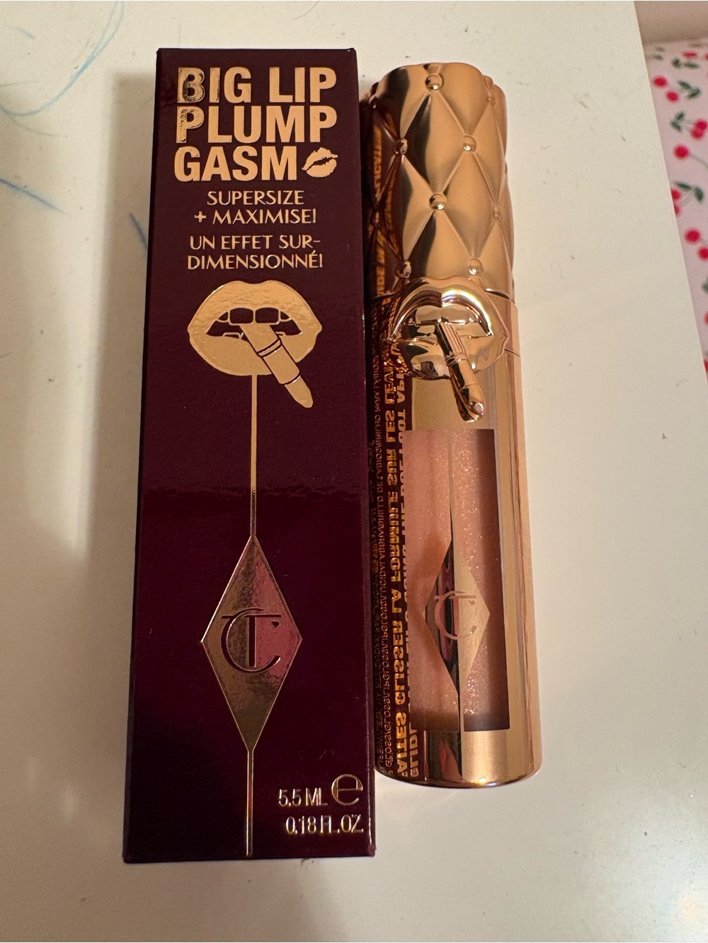 New Charlotte Tilbury Big Lip Plump Gasm Lip Gloss - Nudegasm Diamonds